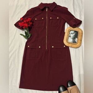 Michael Kors Burgundy Dress with Gold Accents